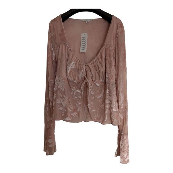 NWT Kimchi Blue Stevie Burnout Velvet Flyaway Tie-front top size xl - Picture 5 of 6